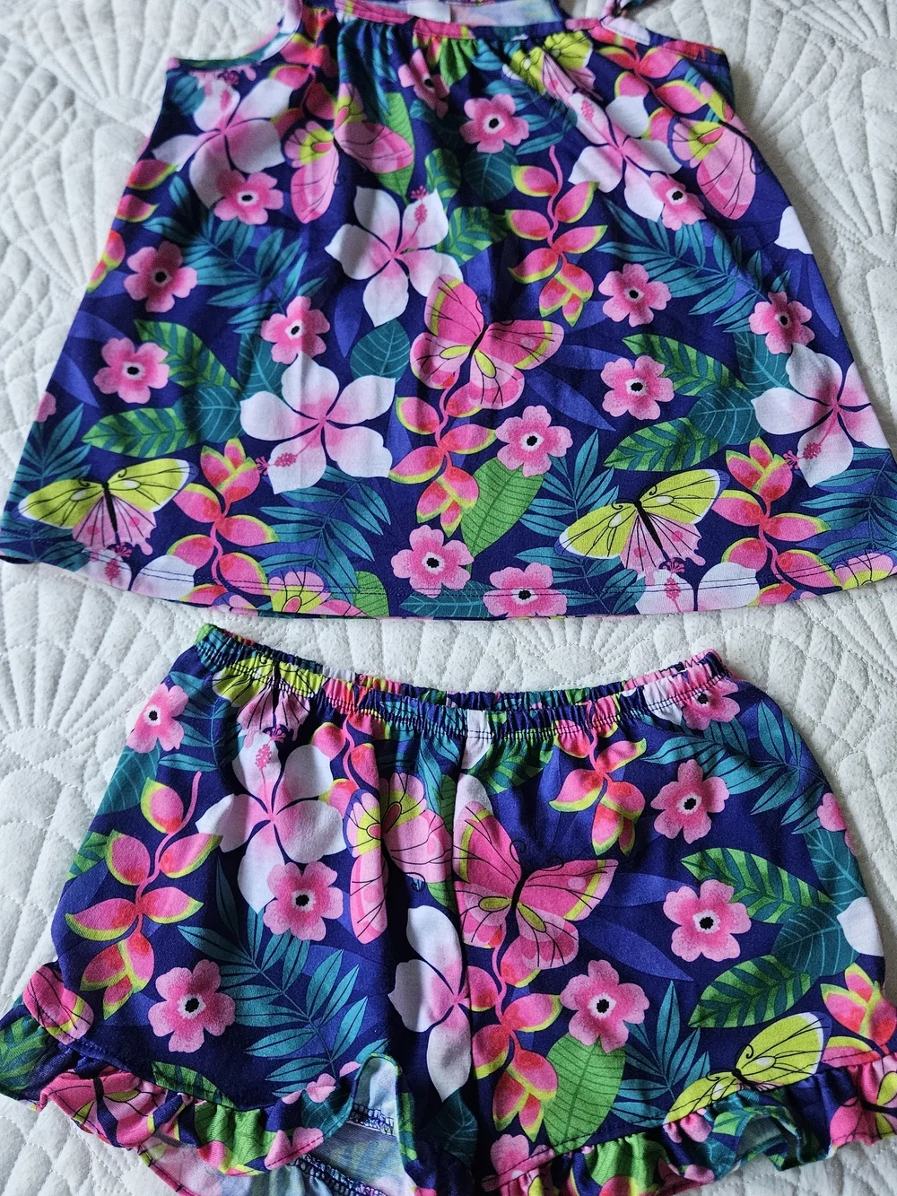 The Children's Place Navy Floral & Butterfly Pajamas Set with Pink Accents